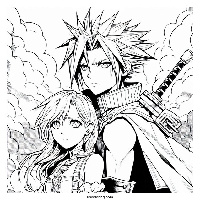 Cloud Strife And Zack Fair Coloring Sheet