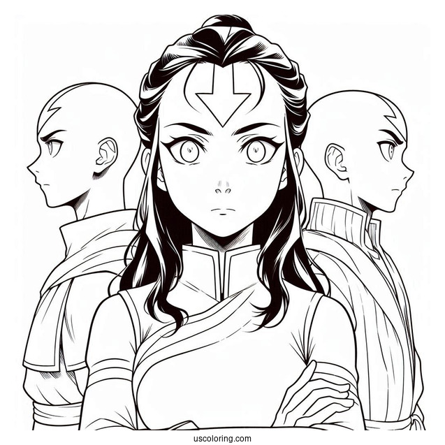 Avatar Aang, Katara, And Sokka Coloring Sheet