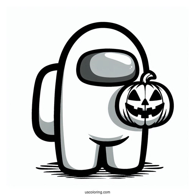 Coloring Page of Among Us With Jack-O-Lantern