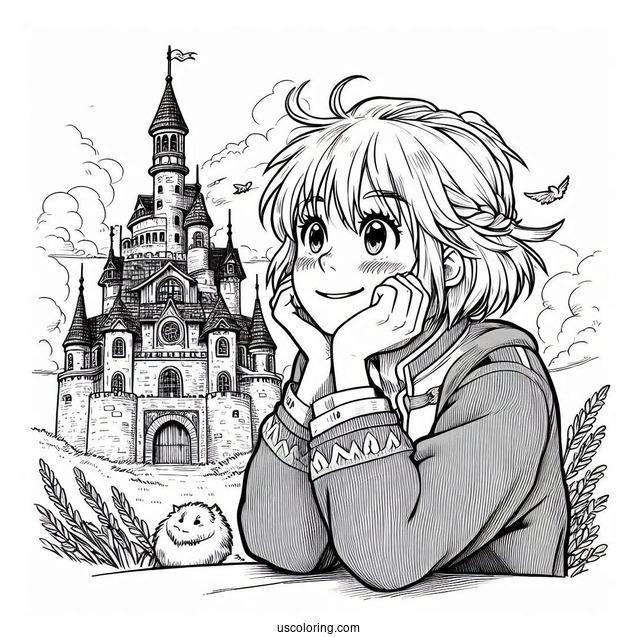 Howl_s Moving Castle Coloring Page