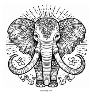 Elephant With Long Tusks Animal Mandalav2