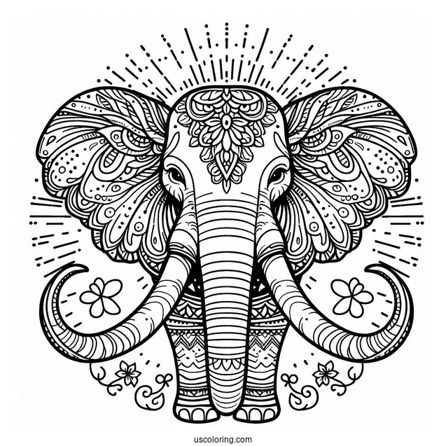 Elephant With Long Tusks Animal Mandalav2