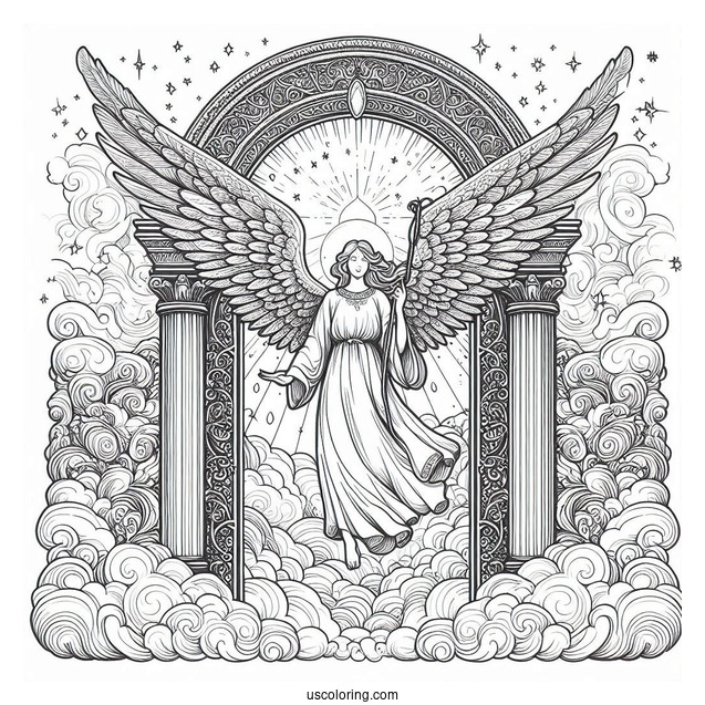 Detailed Angel At Heavens Gate To Color