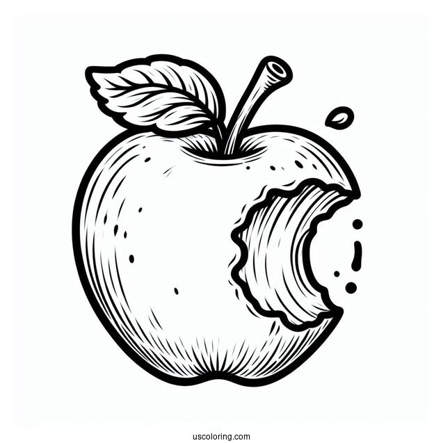 Bite Taken Out Of Apple Coloring Sheet