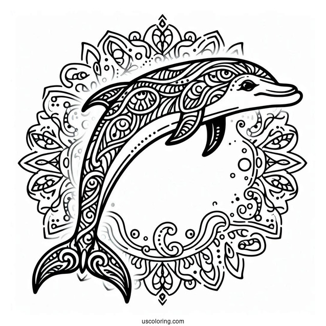 Dolphin Animal Mandala Coloring Page