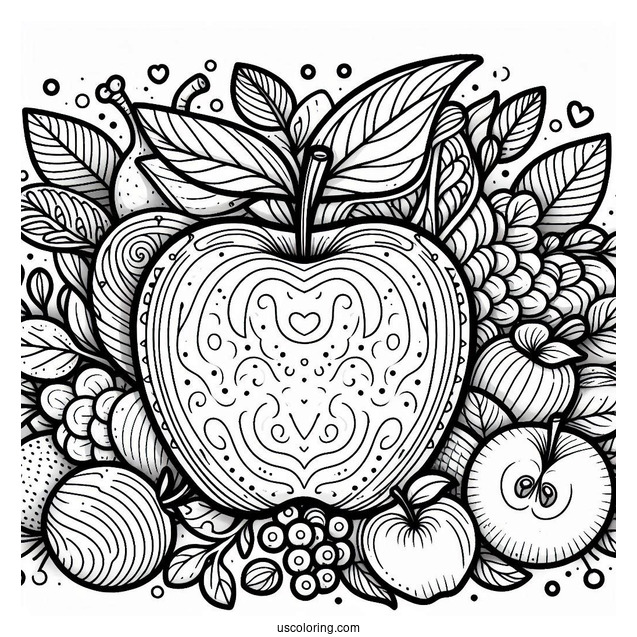 Apple Coloring Page With Word