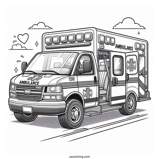 Ambulance Coloring Page With Open Doors
