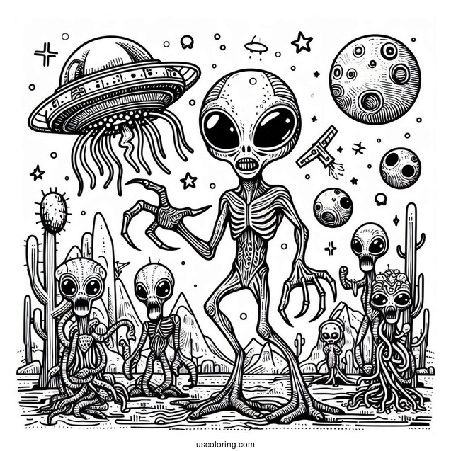 Mars Attacks Alien Coloring Sheet