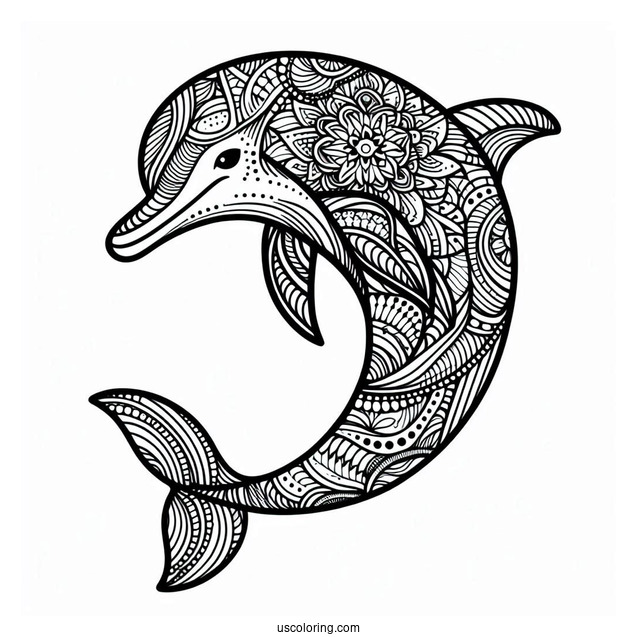 Dolphin Animal Mandala Coloring Page