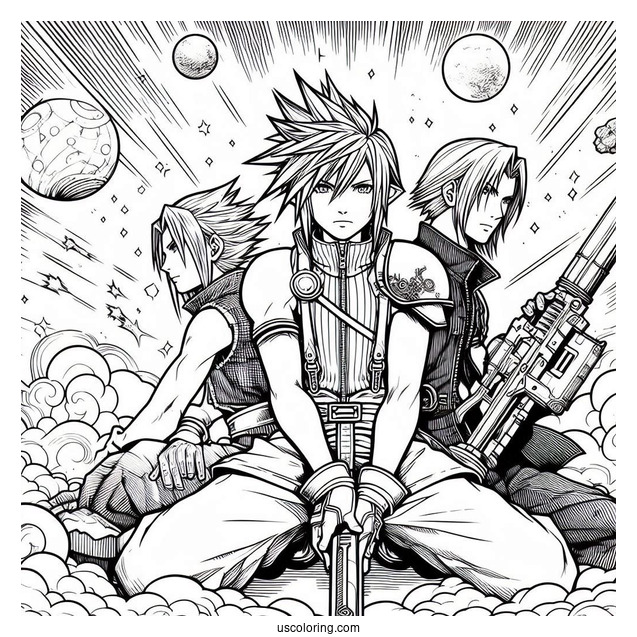 Coloring Page Of Final Fantasy VII