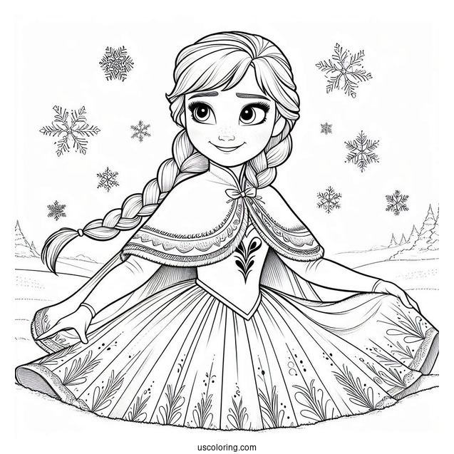 Frozen Anna And Elsa In Winter Coloring Sheet