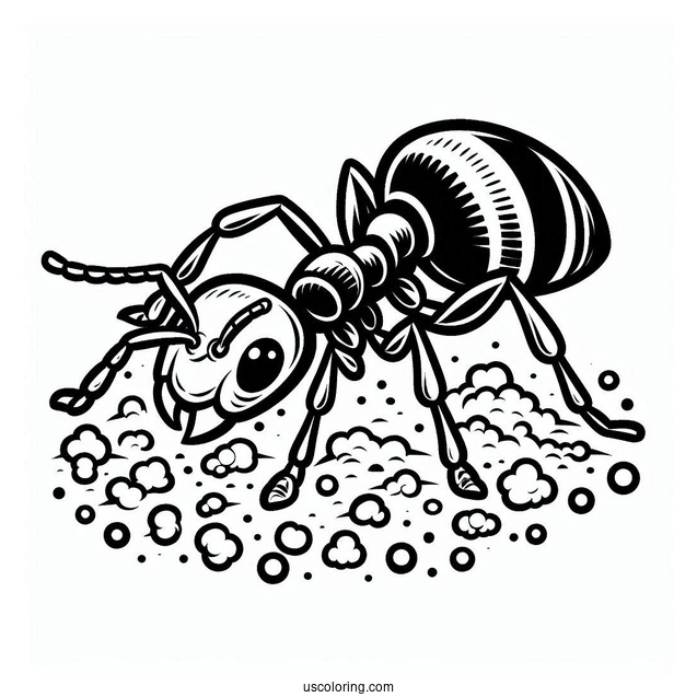 Ant Coloring Page Crawling On The Ground
