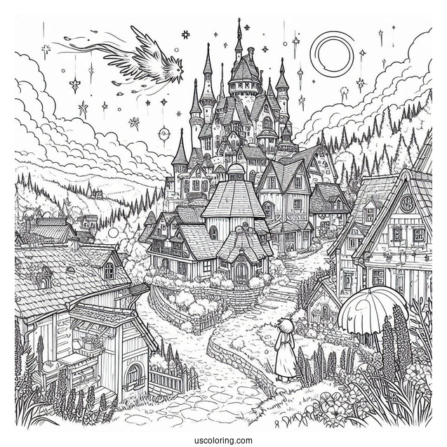 Howl_s Moving Castle Coloring Page