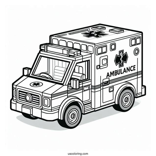 Detailed Lego Ambulance Coloring Page