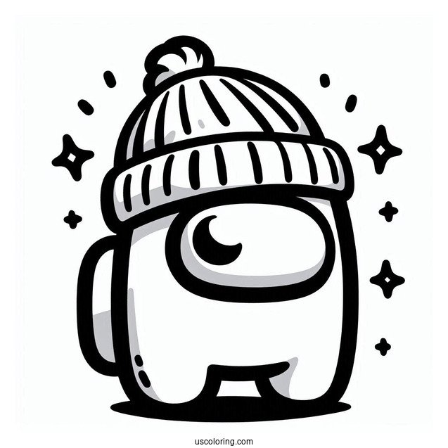 Among Us Crewmate With Beanie Coloring Sheet