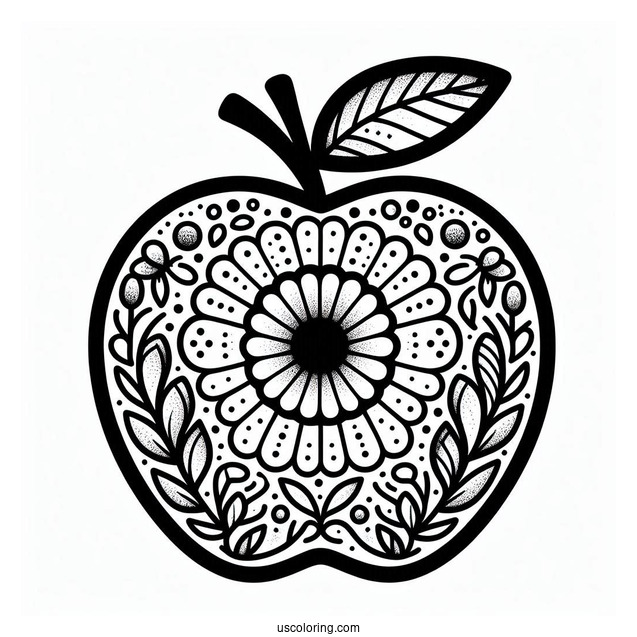 Apple With Letter A Coloring Page