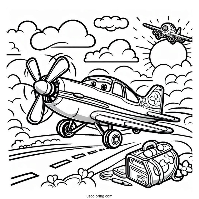 Airplane From Cars Movie To Color