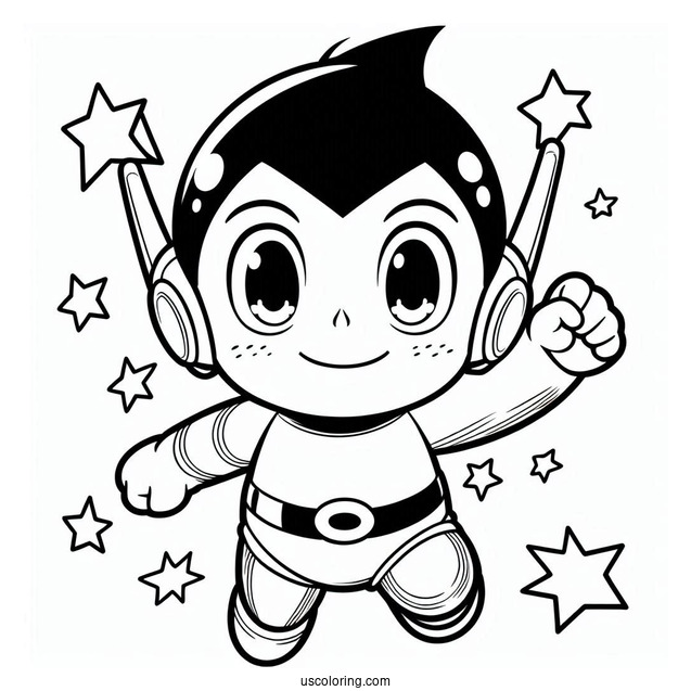 Astro Boy Outline Coloring In For Preschoolers