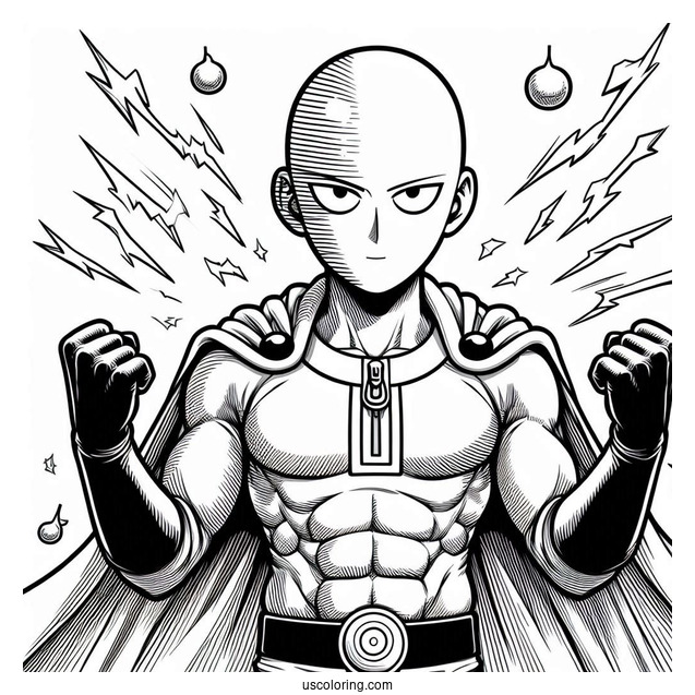 Easy One Punch Man Saitama Coloring In For Kids