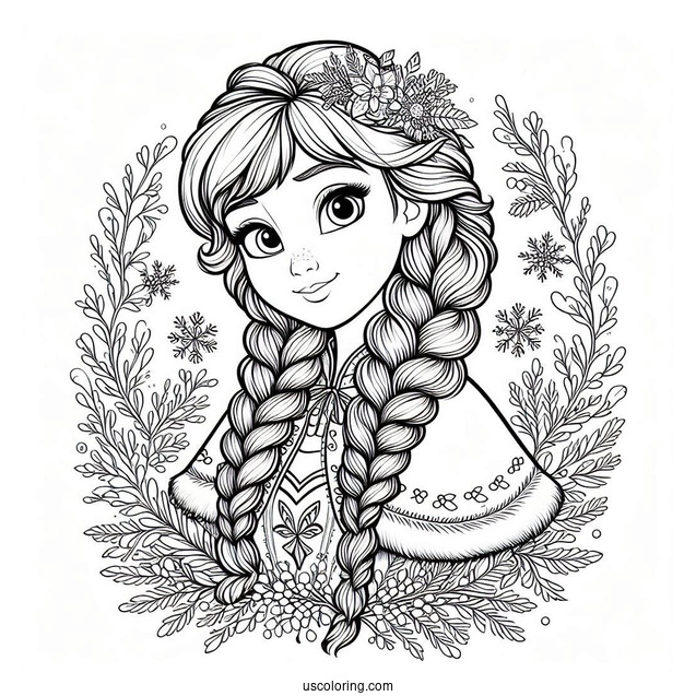 Detailed Anna In Winter Coloring Page