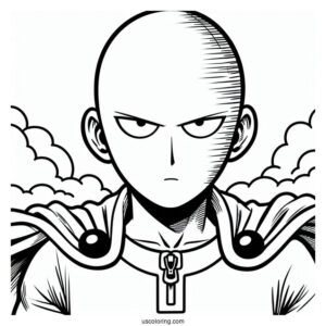 Easy One Punch Man Saitama Coloring In For Kids