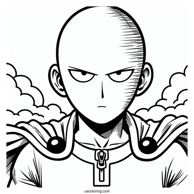 Easy One Punch Man Saitama Coloring In For Kids