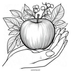 Hand Holding A Red Delicious For Coloring