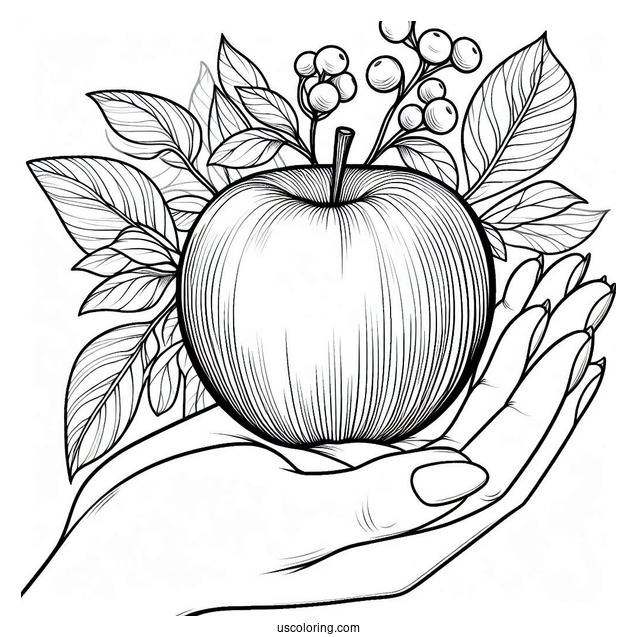 Hand Holding A Red Delicious For Coloring