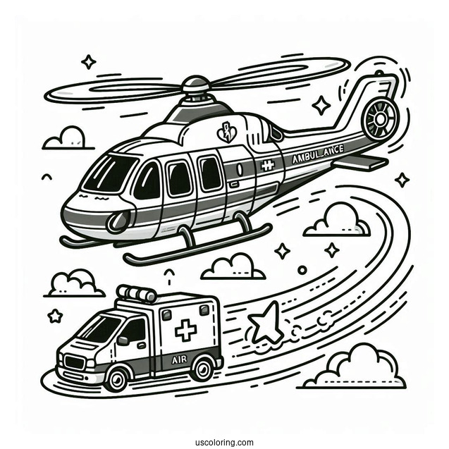 Air Ambulance Coloring Page In The Air