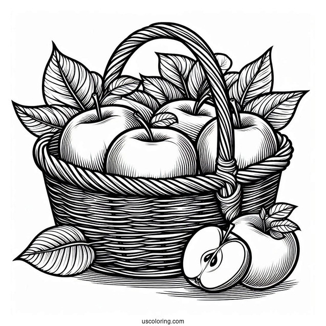 Basket Of Gala Apples To Color