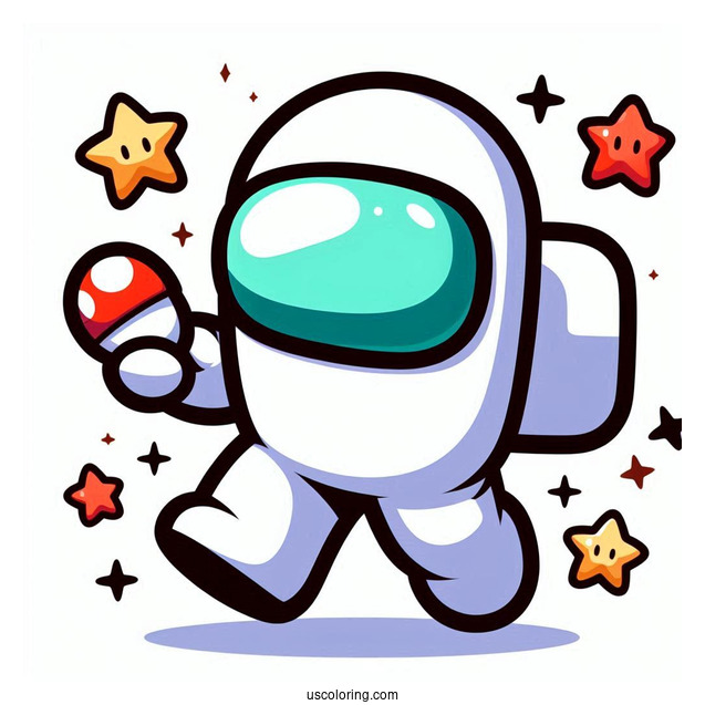 Super Mario Skin Among Us Coloring In