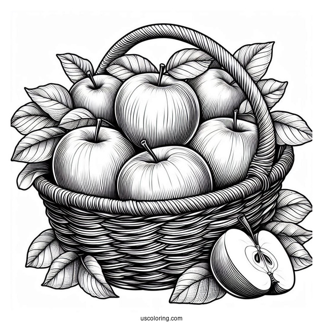 Basket Of Honeycrisp Apples To Color