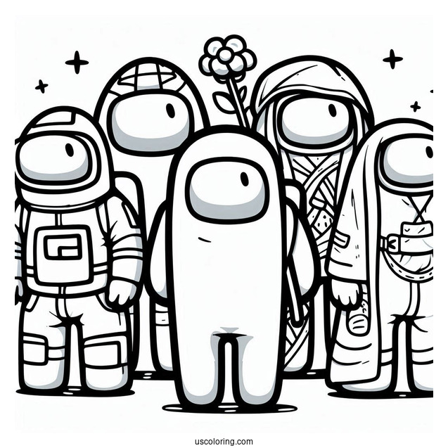 Easy Flash Among Us to Color for Kids