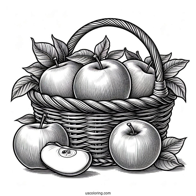 Basket Of Honeycrisp Apples To Color