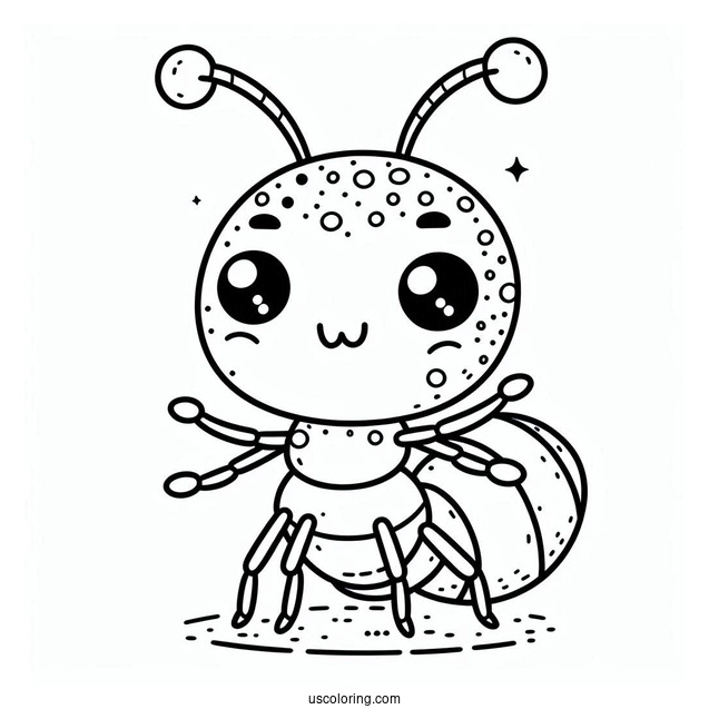 Kawaii Dot Ant Coloring Page From A Bug's Life For Kids