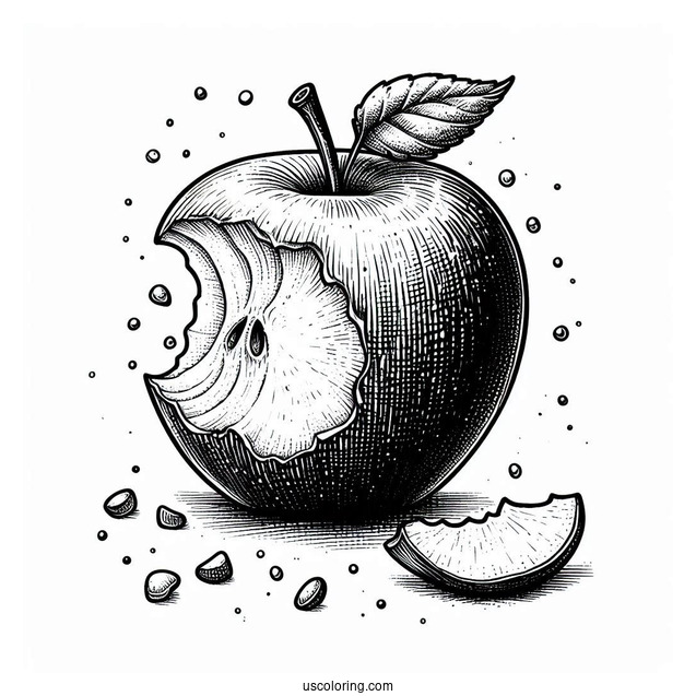 Bite Taken Out Of Apple Coloring Sheet