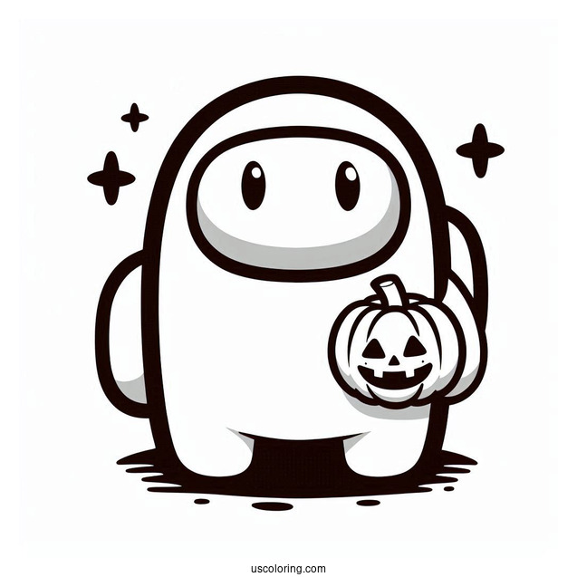 Coloring Page of Among Us With Jack-O-Lantern