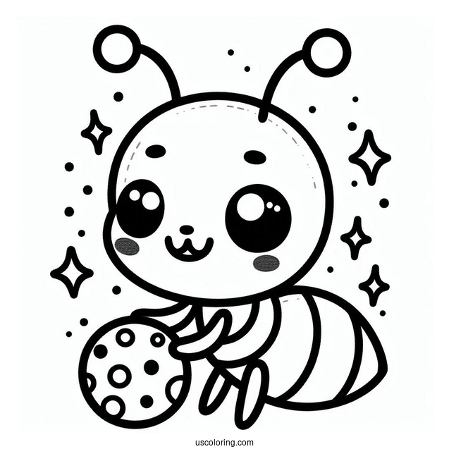 Kawaii Dot Ant Coloring Page From A Bug's Life For Kids