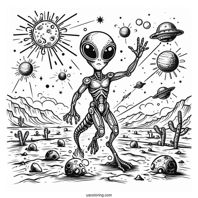 Mars Attacks Alien Coloring Sheet