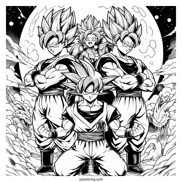 Full Page Dragon Ball Z Poster Coloring Sheet
