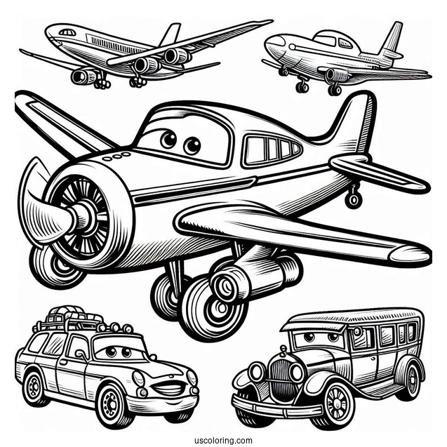 Airplane From Cars Movie To Color
