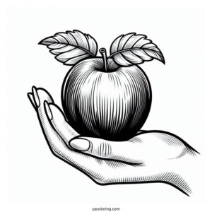 Hand Holding A Red Delicious For Coloring