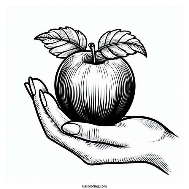 Hand Holding A Red Delicious For Coloring