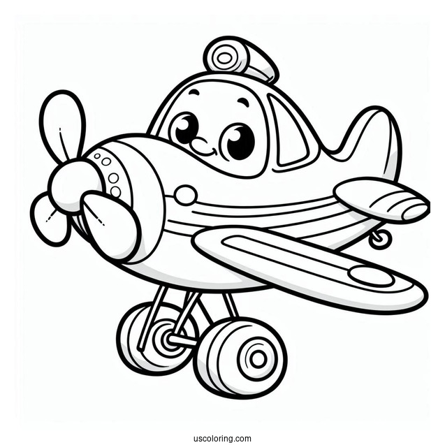 Smiling Cartoon Plane To Color For Kids
