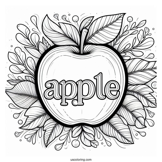 Apple Coloring Page With Word