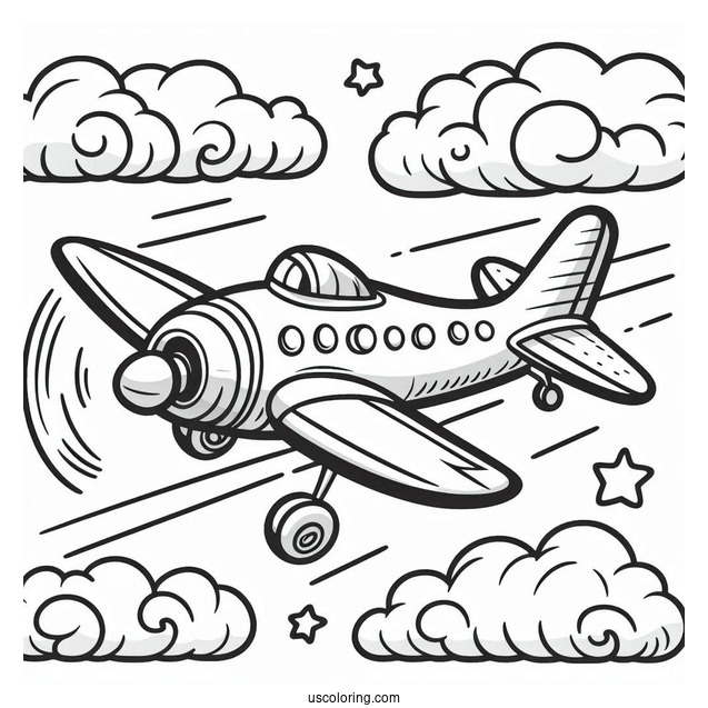 Easy Coloring Page Of A Plane