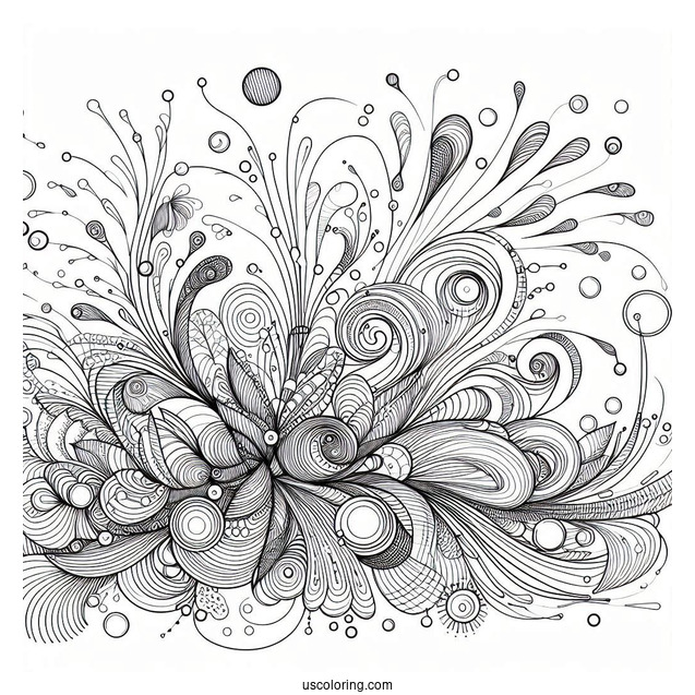 Bursts Of Water Abstract Coloring Page