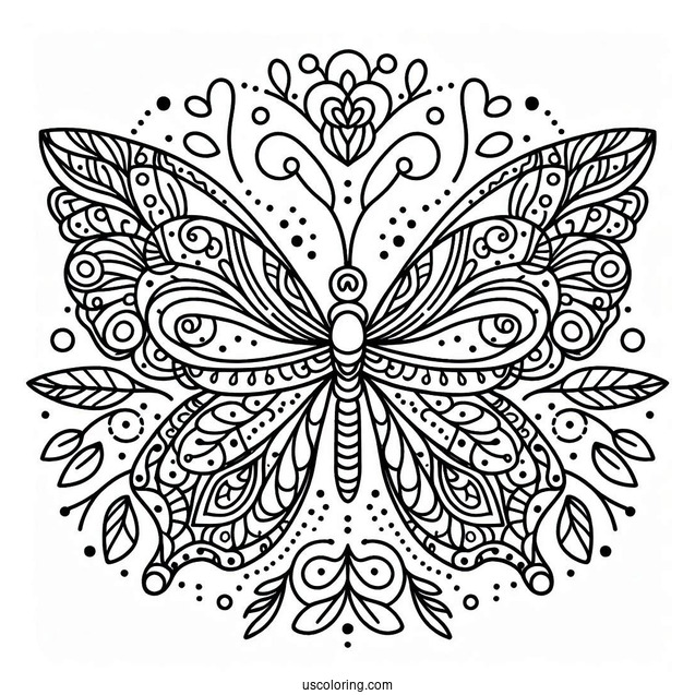Easy Butterfly Animal Mandala Coloring Page For Kids