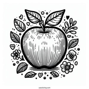 Apple Coloring Page With Word