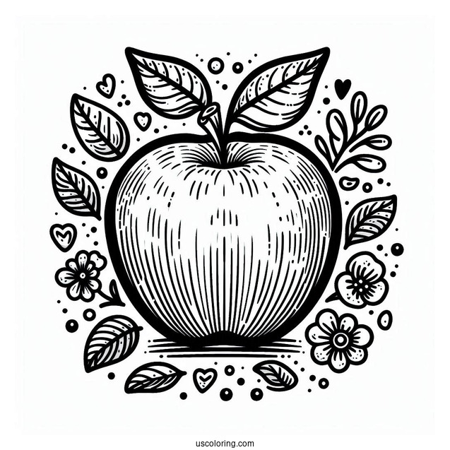 Apple Coloring Page With Word
